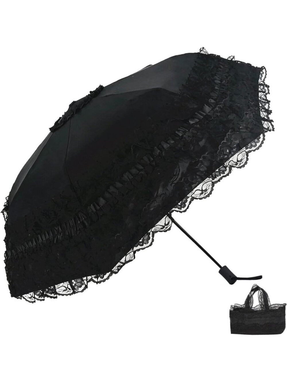 Vintage Lace Umbrella - Gothic Lolita Parasol for UV Sun Protection & Cosplay